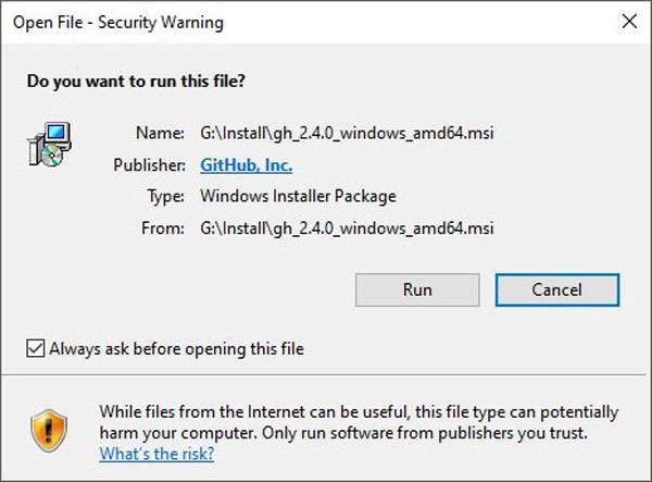 Security warning on downloaded files (Windows)